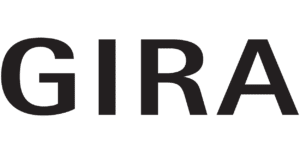 Ein schwarz-weißes Logo mit dem Wort „gira“ von Gira Giersiepen.