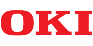 Oki-Logo auf grünem Hintergrund von OKI Systems (Deutschland) GmbH.