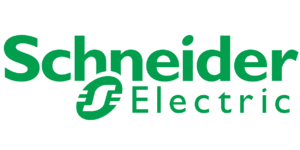 Logo der Schneider Electric GmbH auf leuchtend grünem Hintergrund.