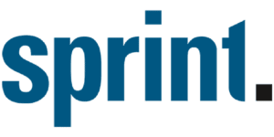 Ein blaues Logo mit dem Wort sprint GmbH darauf.