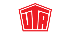Ein rot-weißes Logo der Union Tank Eckstein GmbH & Co. KG mit dem Wort tu.