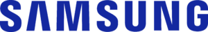 Ein Logo mit dem Wort Samsung in Blau.