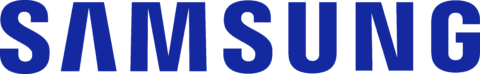 Ein Logo mit dem Wort Samsung in Blau.